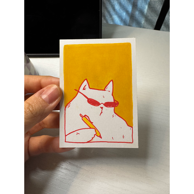 Cool Cat aceo art card thumbnail 2