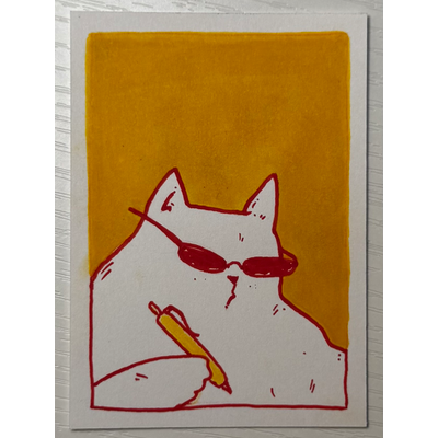 Cool Cat aceo art card thumbnail 1