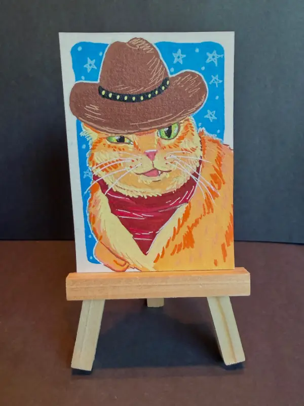Cowboy Cat (#1) aceo art card