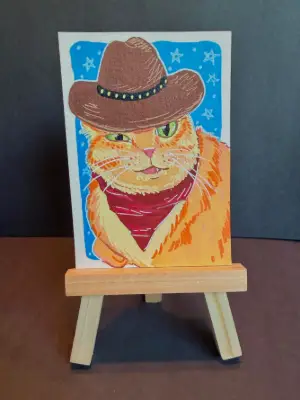 Cowboy Cat (#1) aceo art card thumbnail 1