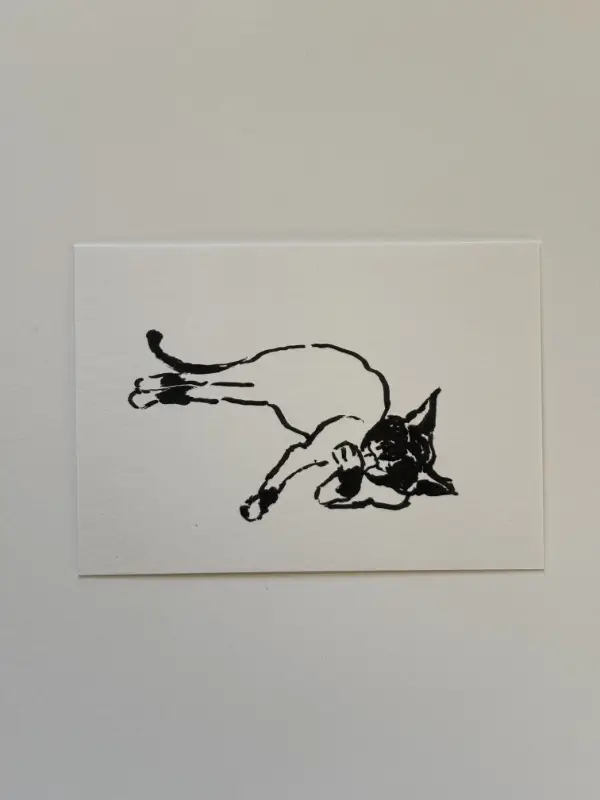 "Take it Easy" Cat aceo art card