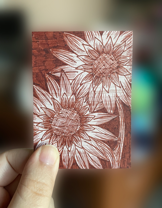 Brown Sunflower aceo art card