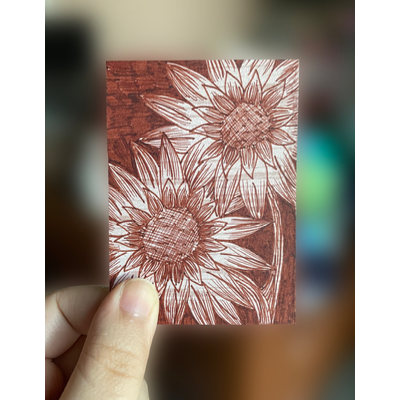 Brown Sunflower aceo art card thumbnail 1