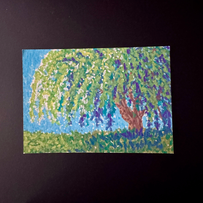 Glowing Willow Tree aceo art card thumbnail 2