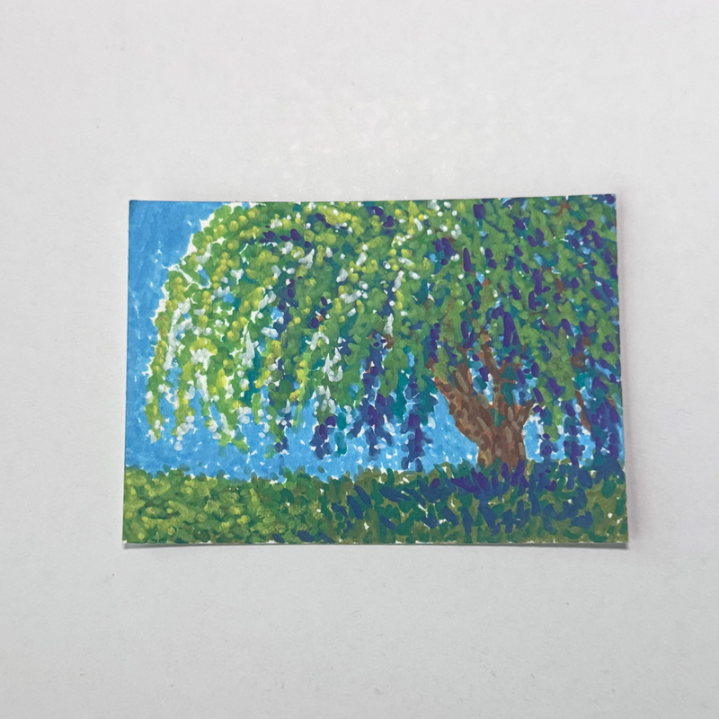 Glowing Willow Tree aceo art card