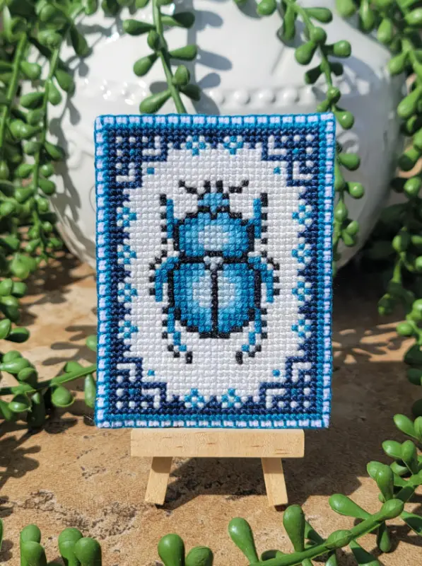 Cerulean Blue Beetle aceo art card
