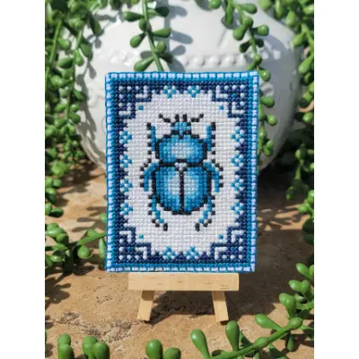 Cerulean Blue Beetle aceo art card thumbnail 1