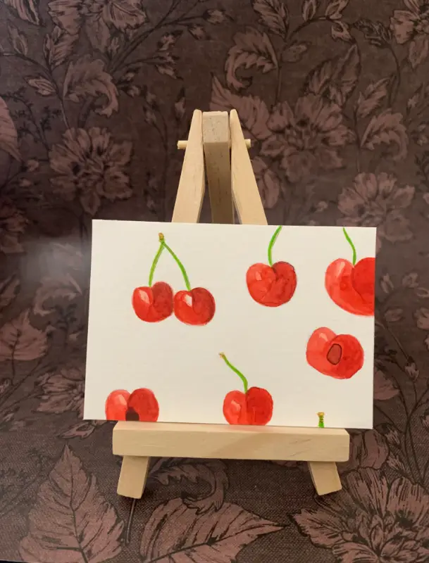 Horizonal Cherries aceo art card