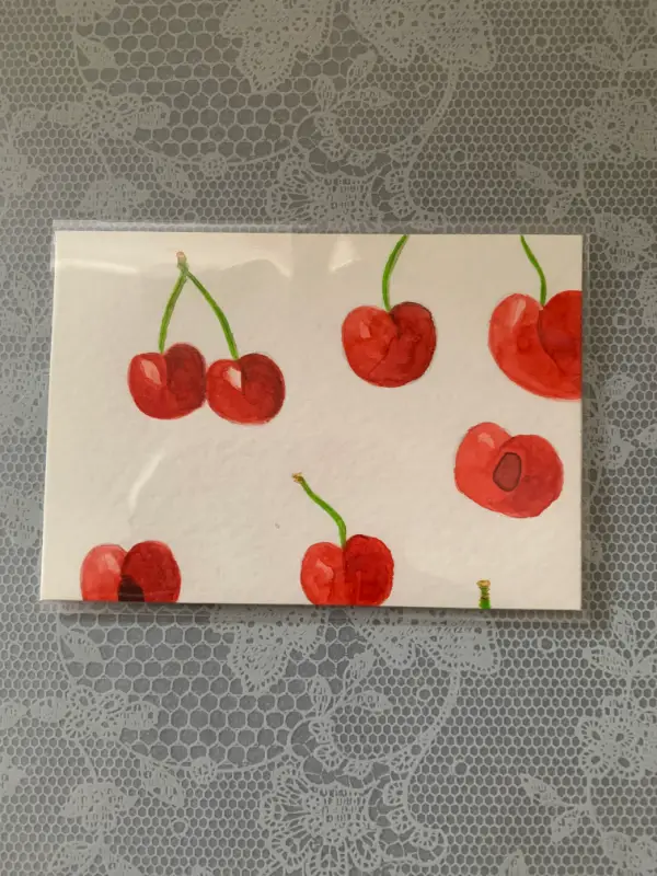 Horizonal Cherries aceo art card