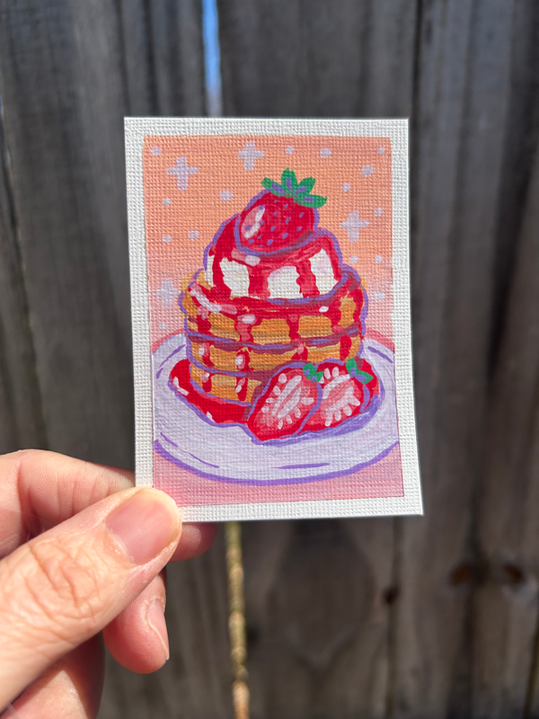 Strawberry Pancakes aceo art card