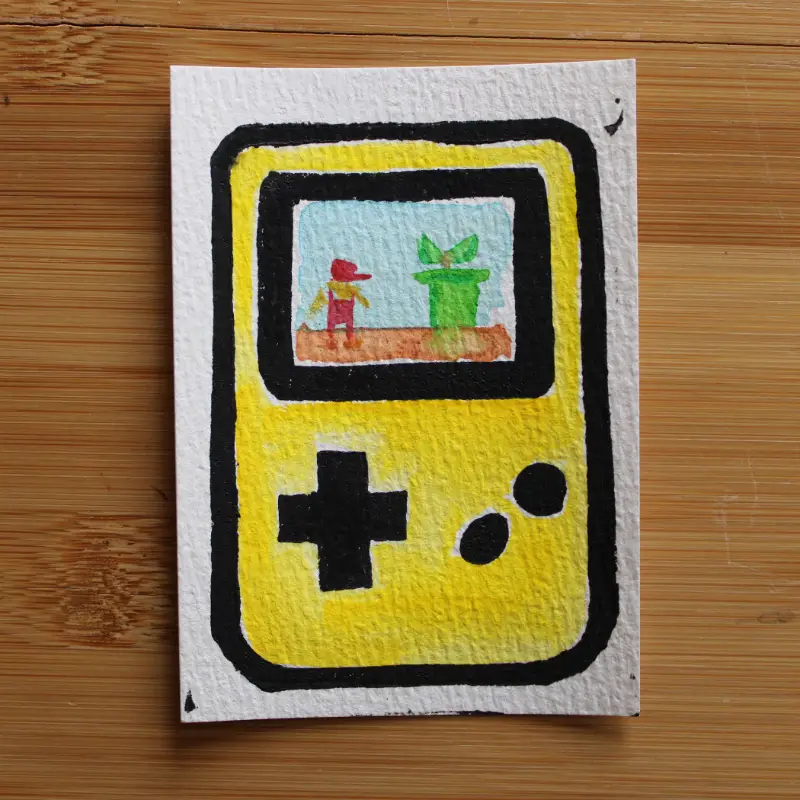 Gameboy Memories - Plumber aceo art card