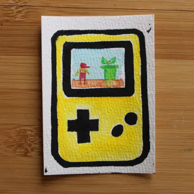 Gameboy Memories - Plumber aceo art card thumbnail 1