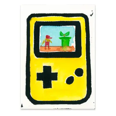 Gameboy Memories - Plumber aceo art card thumbnail 2