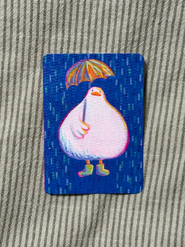 Duck in the Rain #7 aceo art card