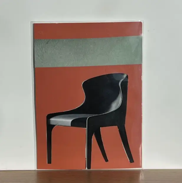 Original ACEO Art - Modern Furniture Design; Series of Seats; Black Chair; Minimalist Analog Collage aceo art card