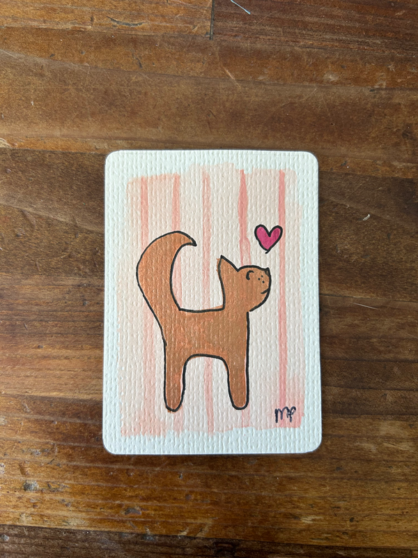 This cat loves you aceo art card