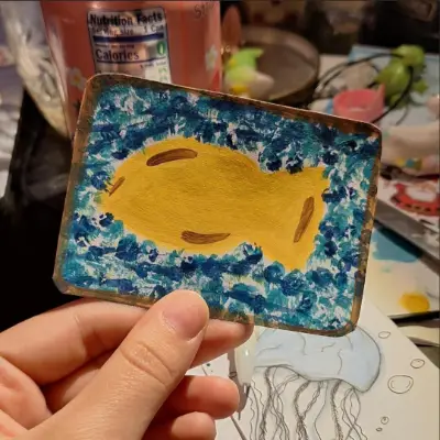 Minimalist Goldfish aceo art card thumbnail 1