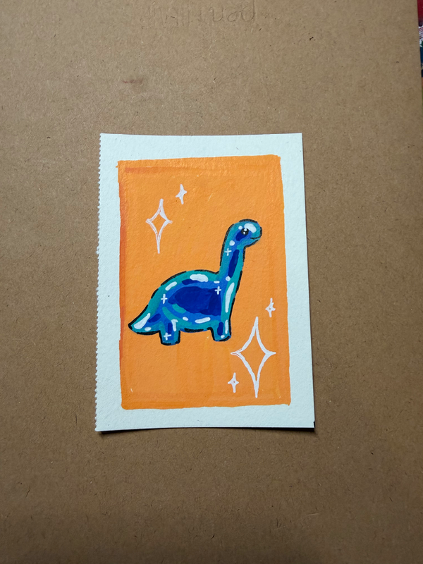 Gummy Dino aceo art card