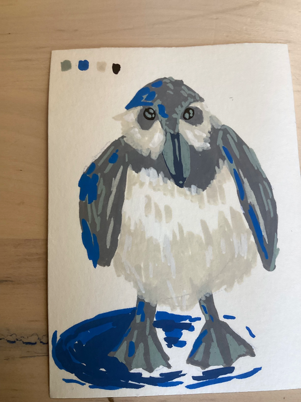 Baby Puffin! aceo art card