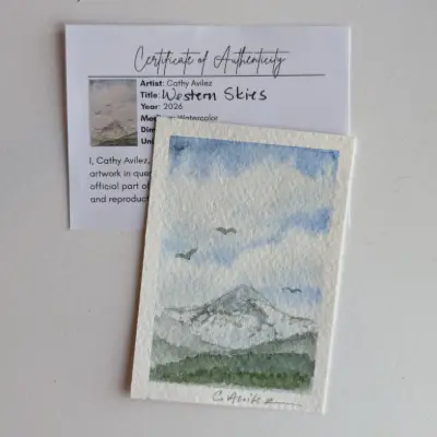 Western Skies aceo art card thumbnail 3