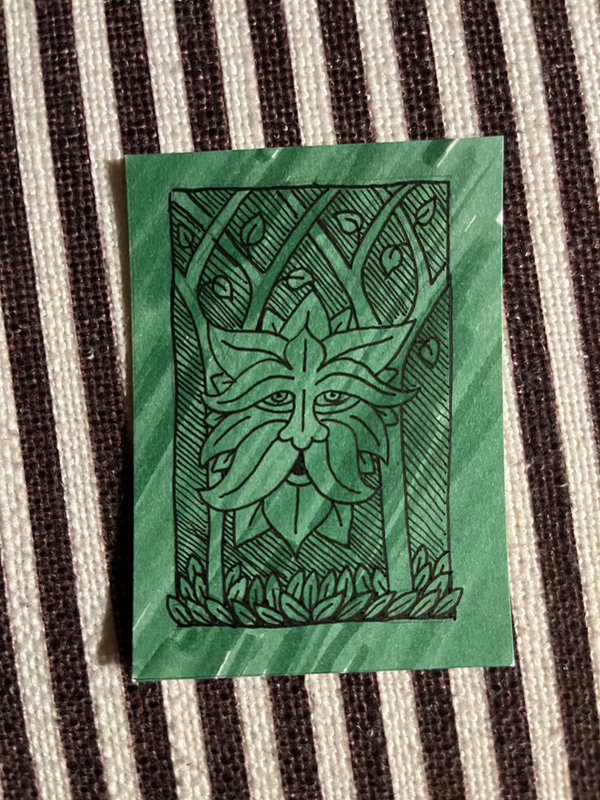 Emerald Jade Green Man aceo art card