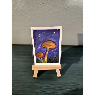 Peek a boo night shroom aceo art card thumbnail 2