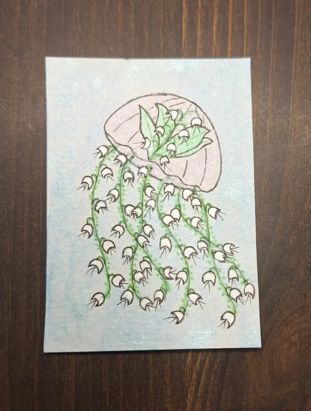 "Lily-of-the-valley Jellyfish" aceo art card