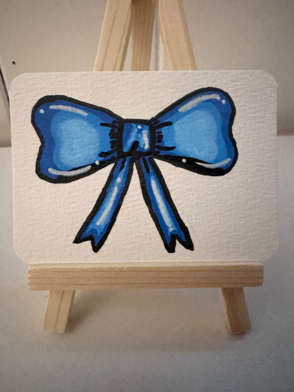 Blue Bow aceo art card