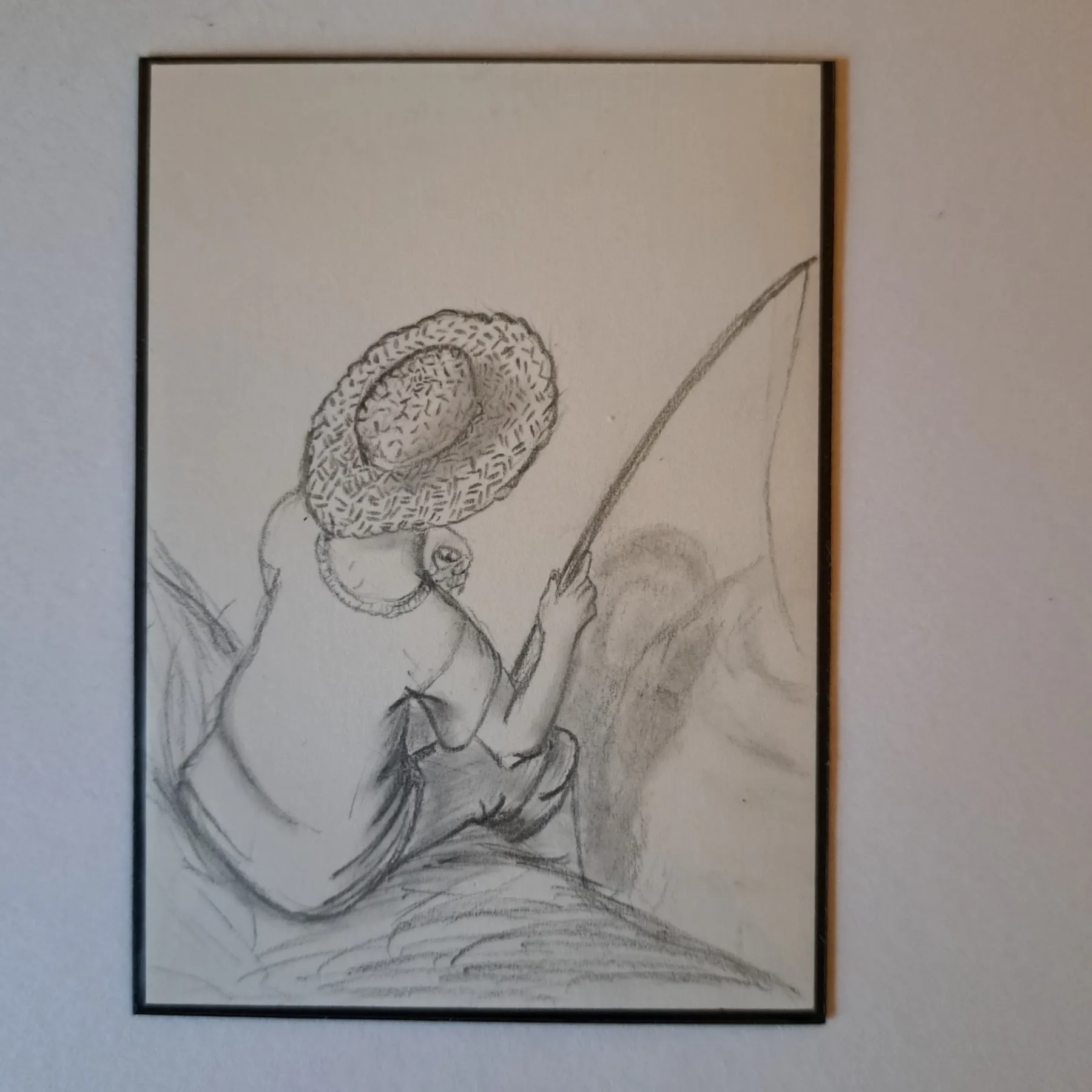 Sunhat Fishing aceo art card
