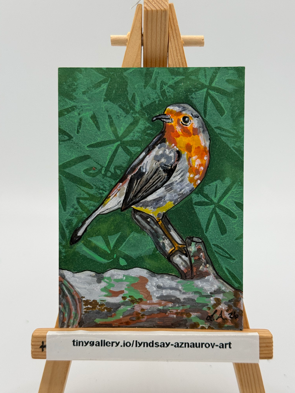 Spring Bird Original ACEO by Lyndsay Aznaurov aceo art card