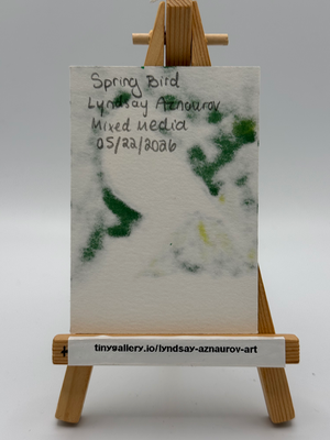 Spring Bird Original ACEO by Lyndsay Aznaurov aceo art card thumbnail 2