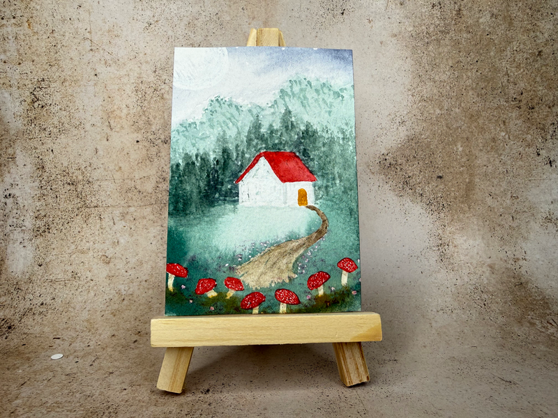 Woodland Cottage aceo art card