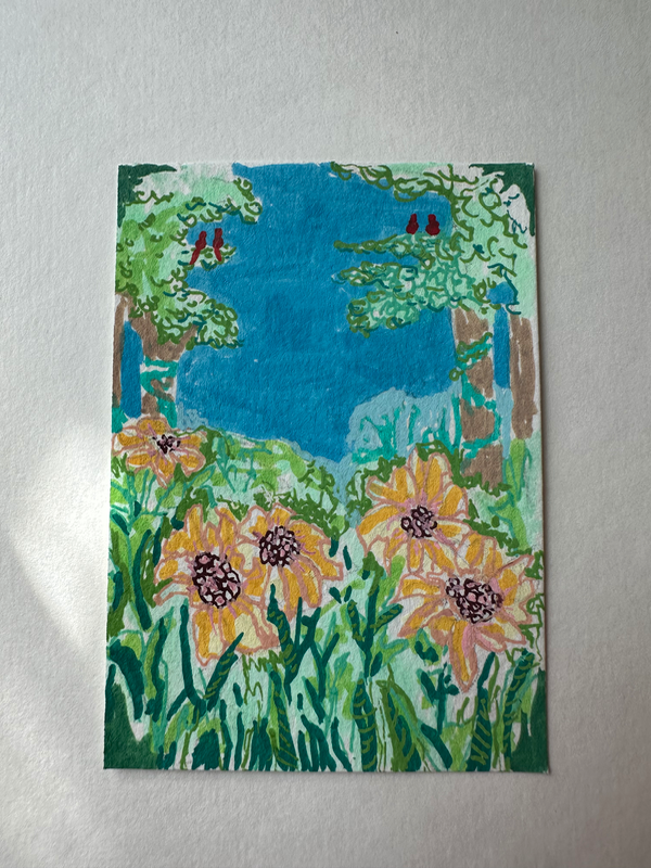 Flowers aceo art card