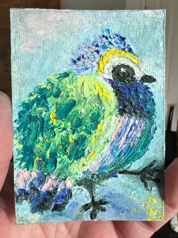 Fluffy Bird #1 aceo art card