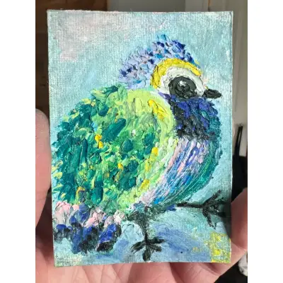 Fluffy Bird #1 aceo art card thumbnail 1