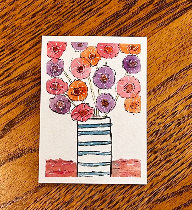 Bouquet aceo art card