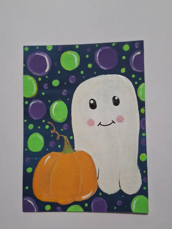 Happy Ghost aceo art card