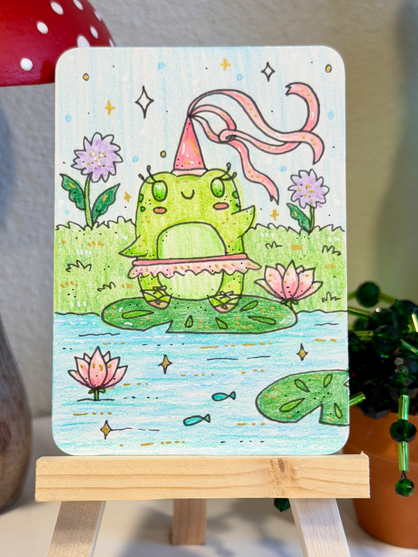 Ballet Fairy Frog aceo art card
