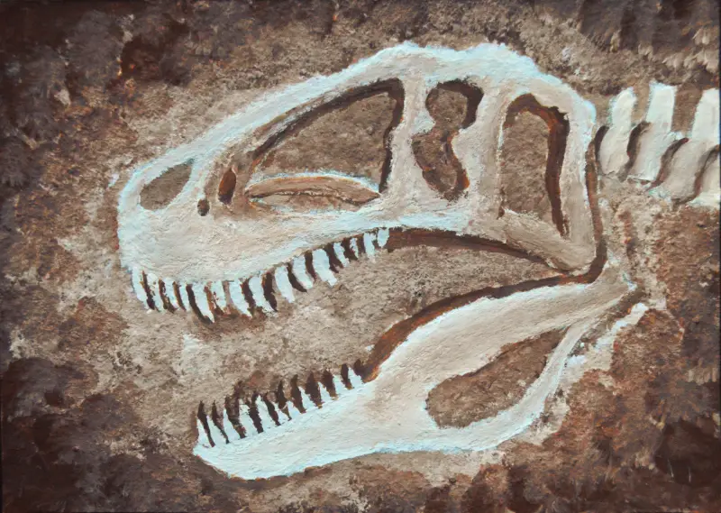 Dino Skull Acrocanthosaurus aceo art card