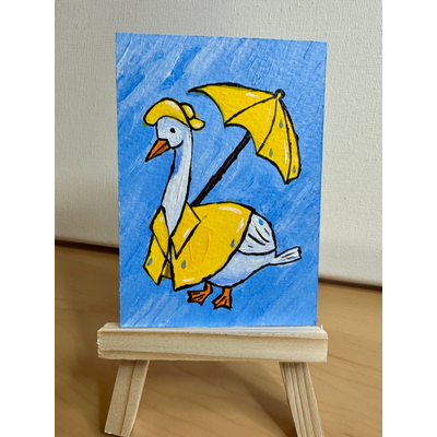 Rainy Day Goose aceo art card thumbnail 2