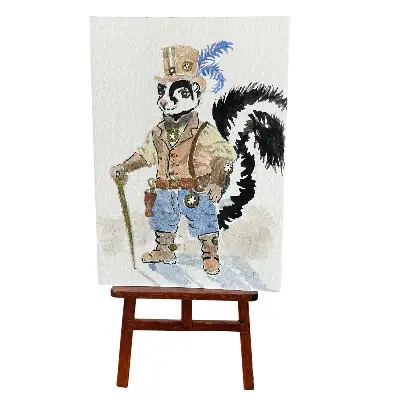 Steampunk Skunk aceo art card thumbnail 1
