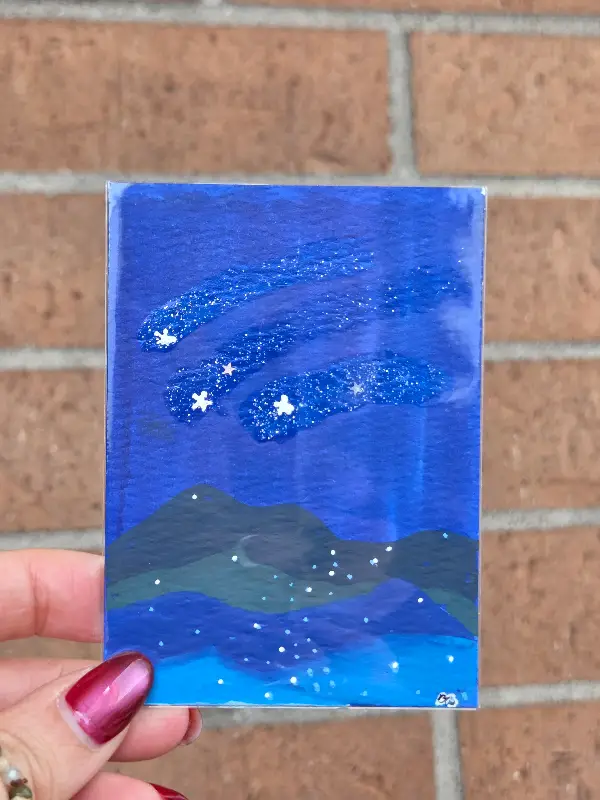 Three Star Night aceo art card