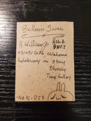 Balloon Swan aceo art card thumbnail 2