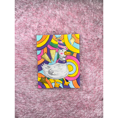 Groovy Goose aceo art card thumbnail 3