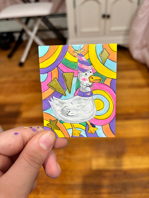 Groovy Goose aceo art card