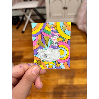 Groovy Goose aceo art card thumbnail 1