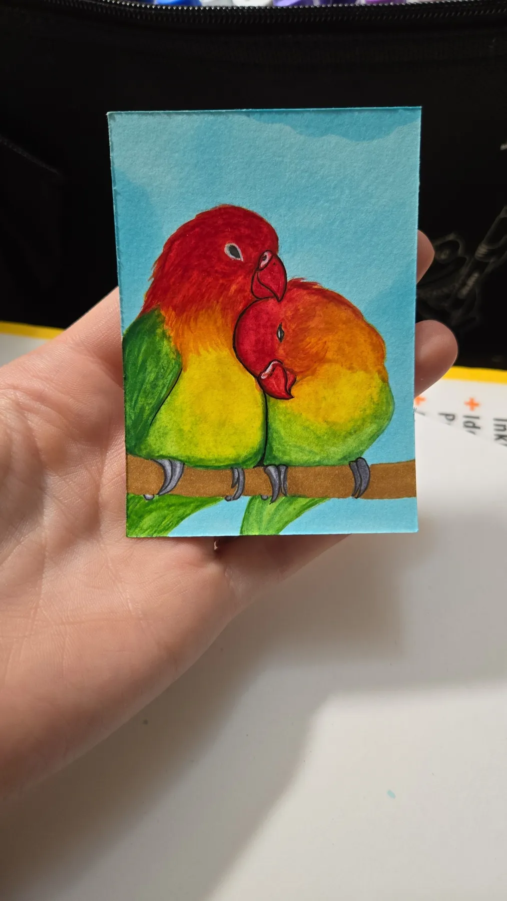 Lovebirds aceo art card