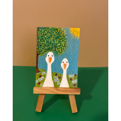 Quacks in the Sun aceo art card thumbnail 1