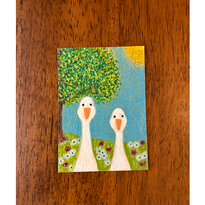 Quacks in the Sun aceo art card thumbnail 2