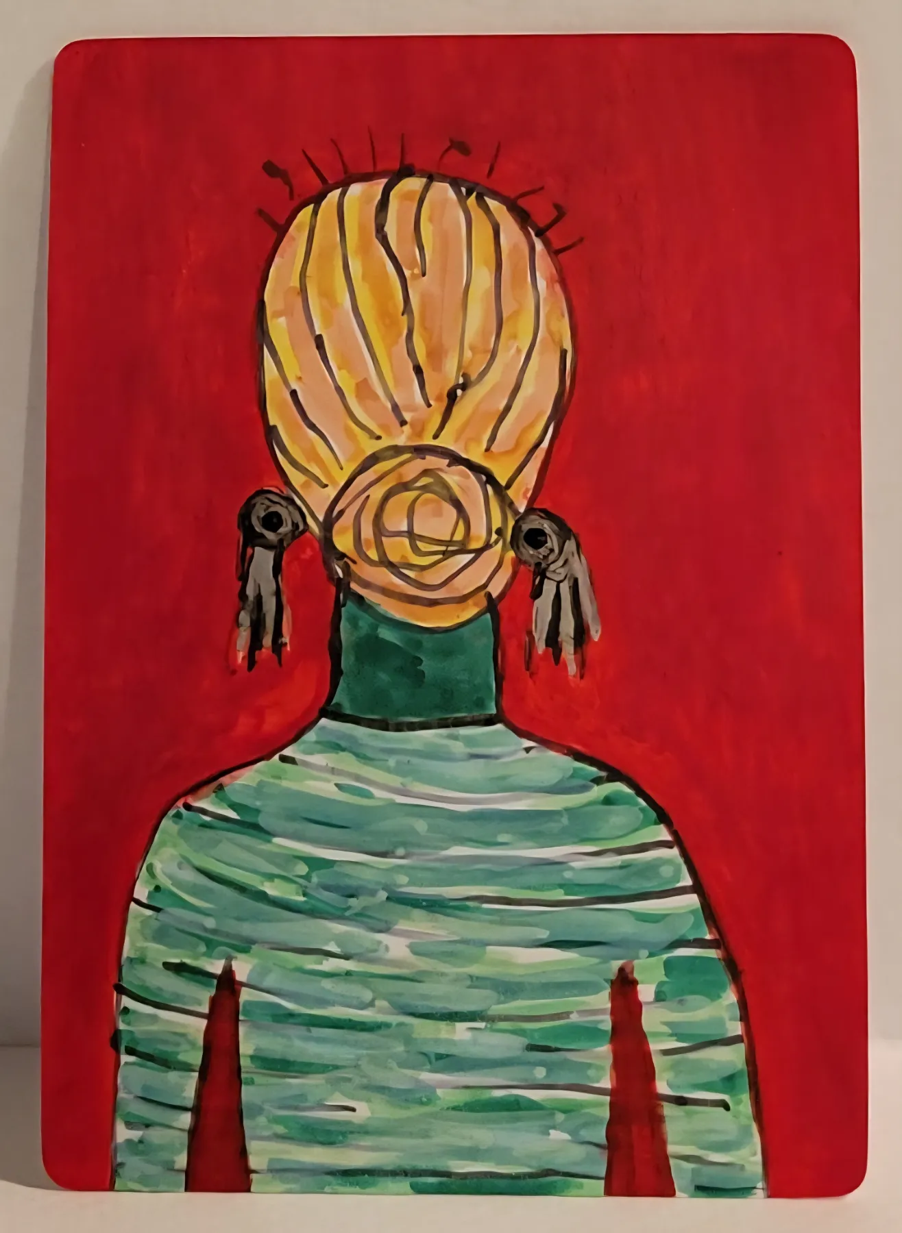 Messy Bunned Woman aceo art card